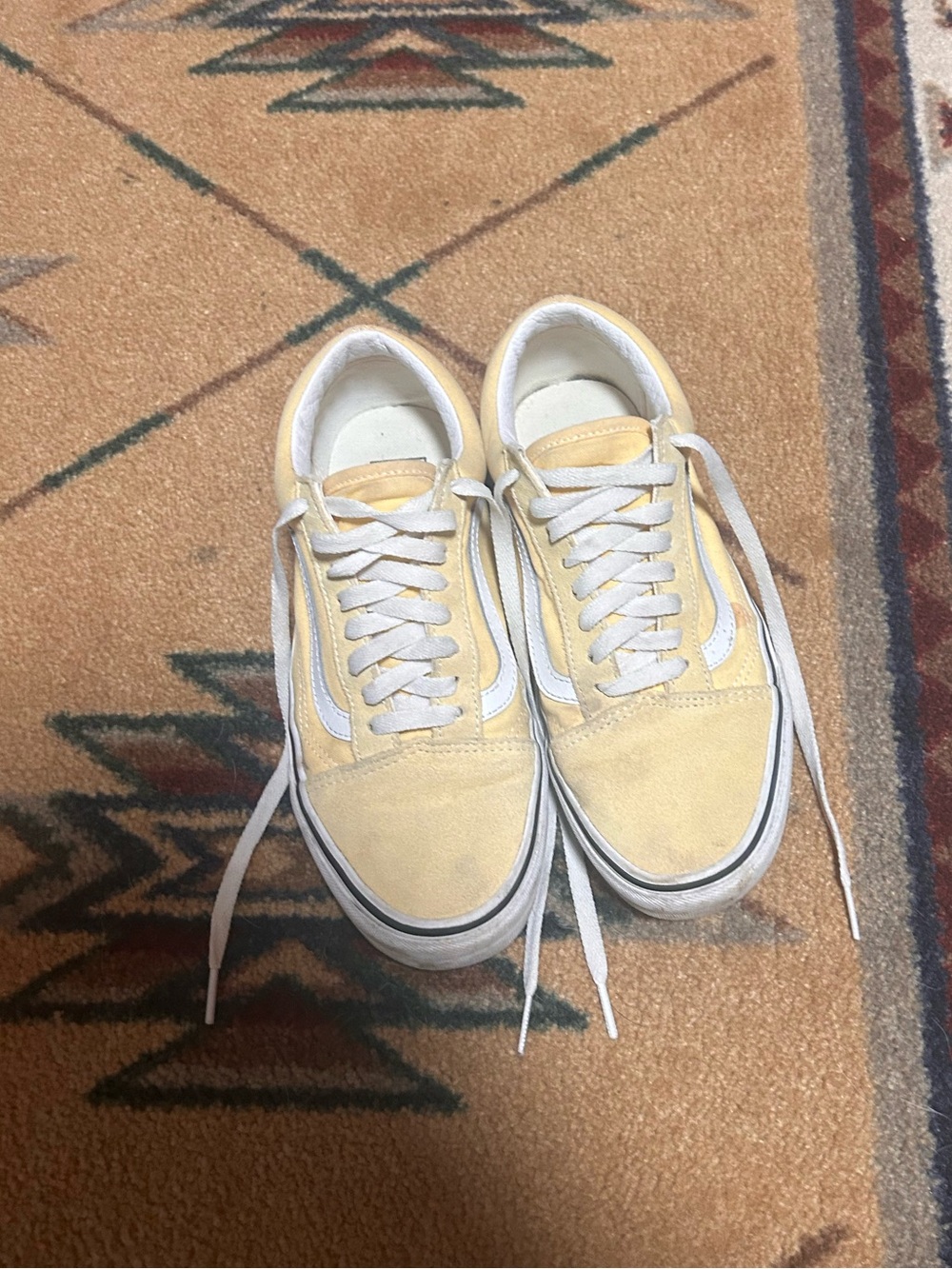 Yellow and White Low-Top Vans